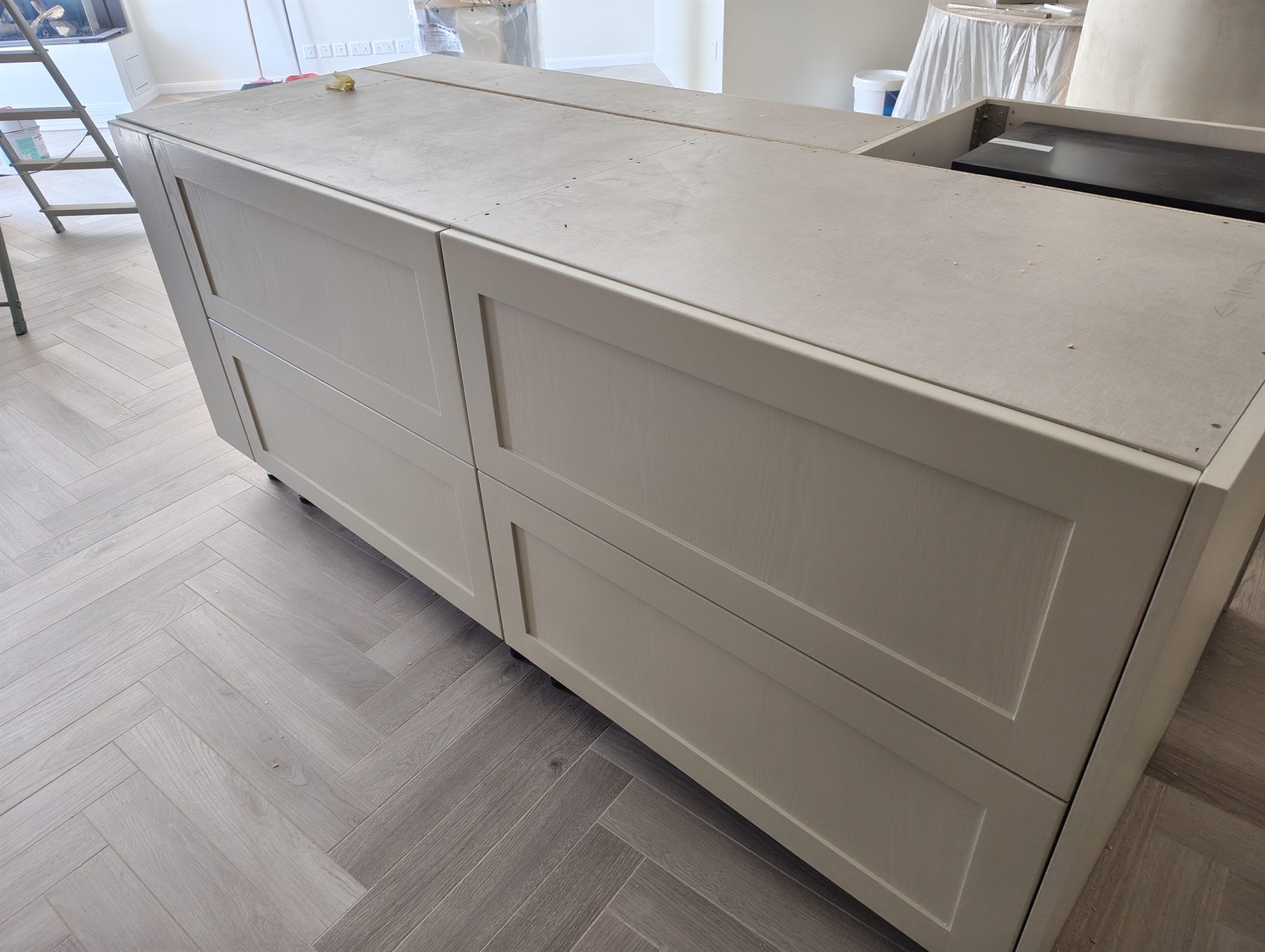 Fitted kitchen cabinetry in progress